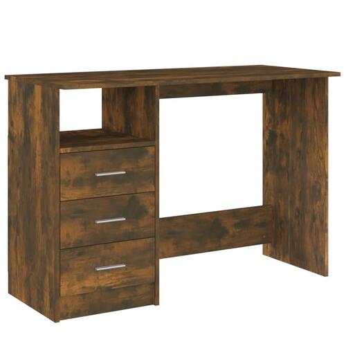 Skrivebord m. skuffer 100x50x76 cm konstrueret træ røget egetræ