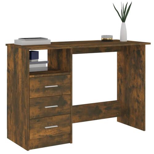 Skrivebord m. skuffer 100x50x76 cm konstrueret træ røget egetræ