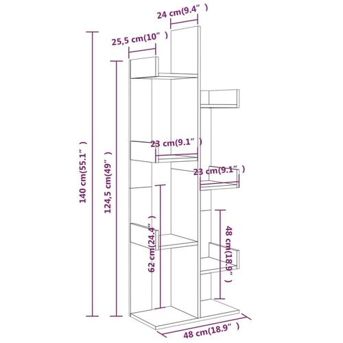 Bogreol 48x25,5x140 cm konstrueret træ grå sonoma-eg