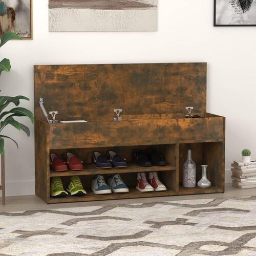 Skobænk 105x30x45 cm konstrueret træ røget egetræsfarve