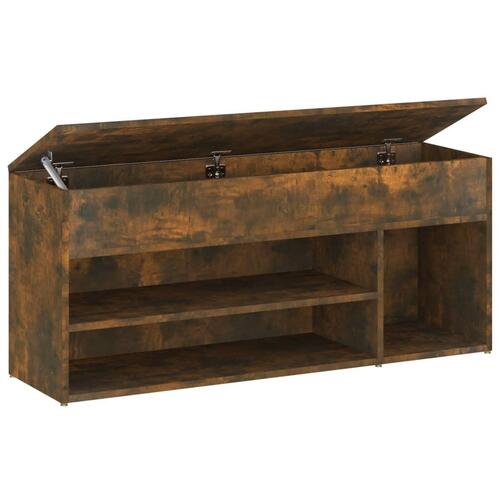 Skobænk 105x30x45 cm konstrueret træ røget egetræsfarve