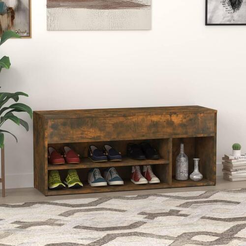 Skobænk 105x30x45 cm konstrueret træ røget egetræsfarve