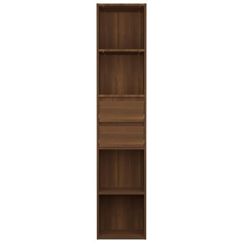 Bogreol 36x30x171 cm konstrueret træ brun egetræ