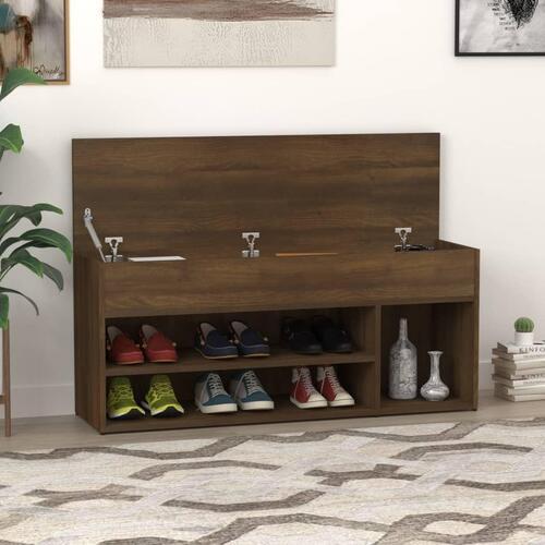 Skobænk 105x30x45 cm konstrueret træ brun egetræ