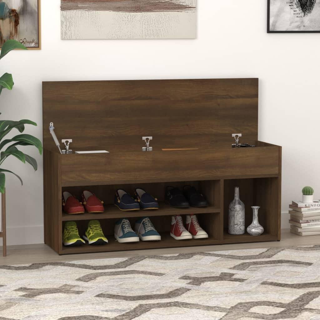 Skobænk 105x30x45 cm konstrueret træ brun egetræ