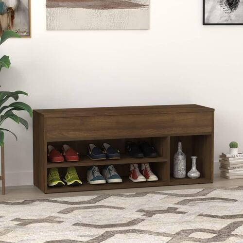Skobænk 105x30x45 cm konstrueret træ brun egetræ