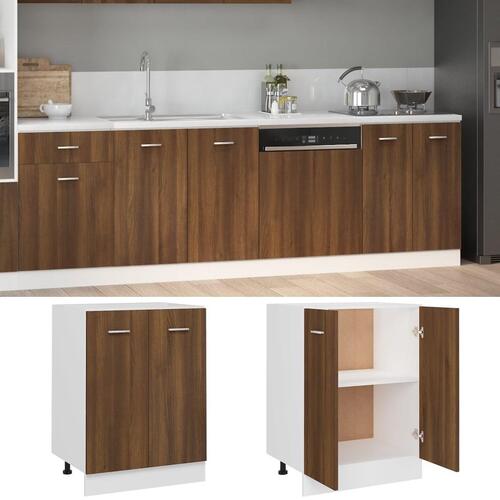 Skab 60x46x81,5 cm konstrueret træ brun egetræsfarve