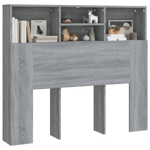 Sengegavl med opbevaring 120x19x103,5 cm grå sonoma-eg