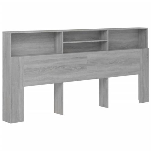 Sengegavl med opbevaring 220x19x103,5 cm grå sonoma-eg