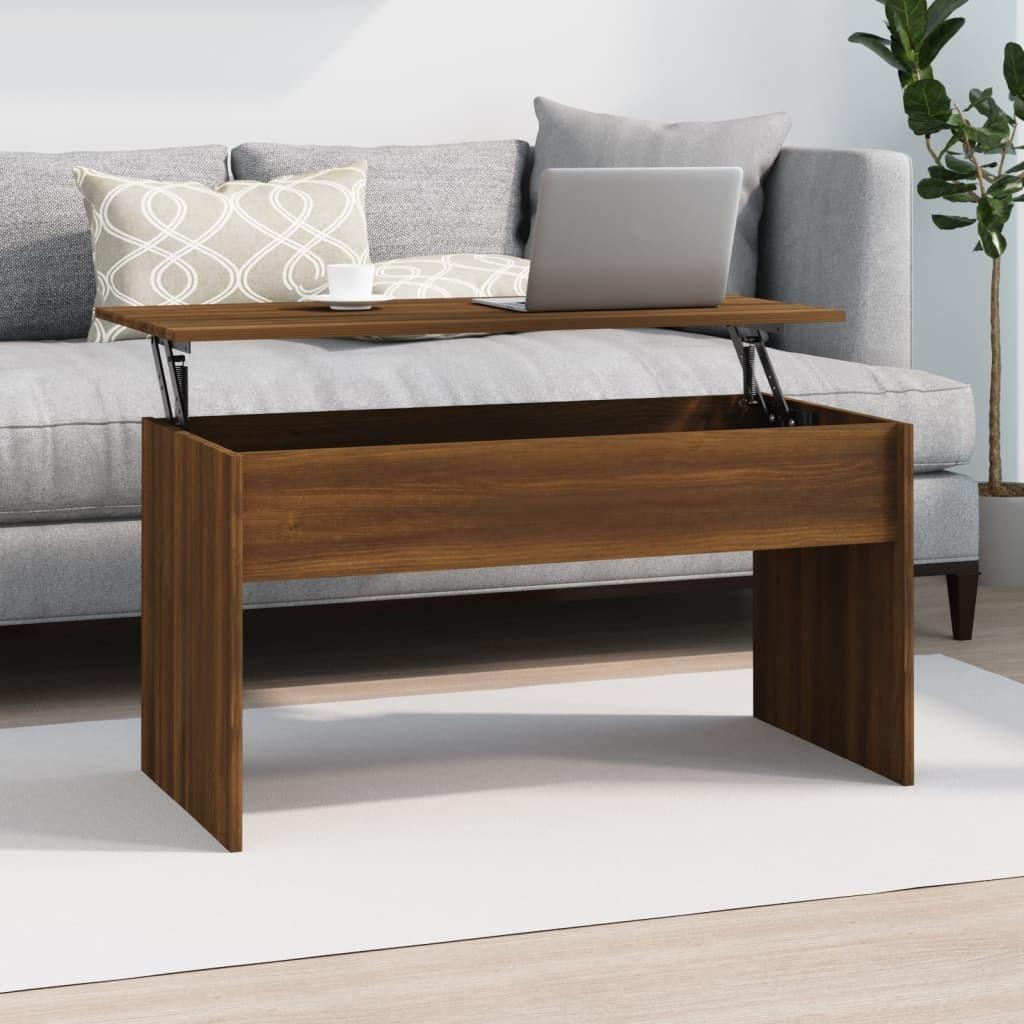 Sofabord 102x50,5x52,5 cm konstrueret træ brun egetræsfarve