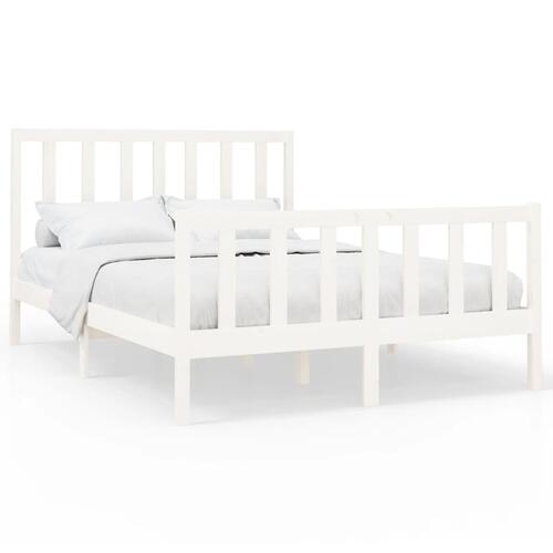 Sengeramme uden madras 140x190 cm massivt fyrretræ hvid