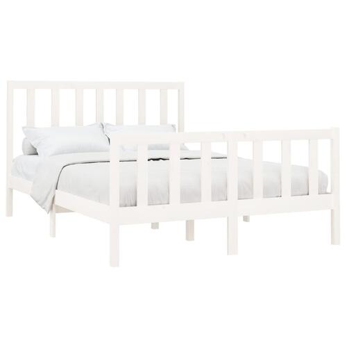 Sengeramme uden madras 140x190 cm massivt fyrretræ hvid