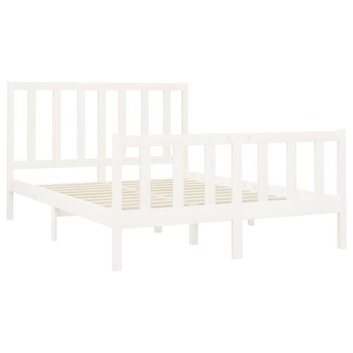 Sengeramme uden madras 140x190 cm massivt fyrretræ hvid