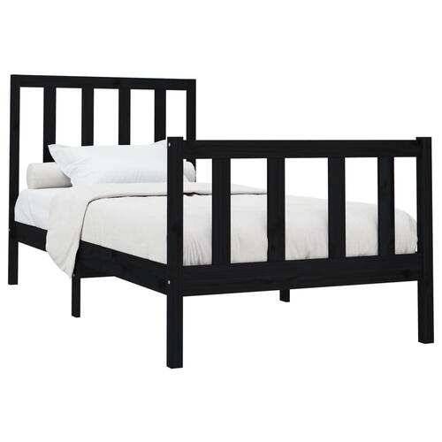 Sengeramme 90x200 cm massivt fyrretræ sort
