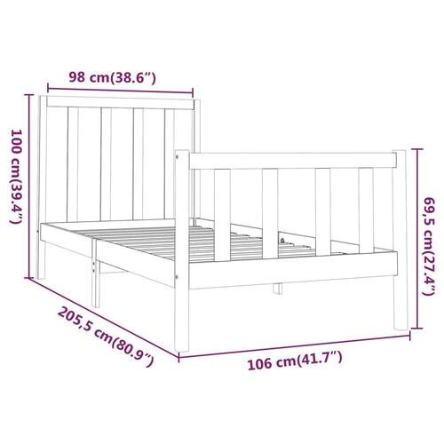 Sengeramme uden madras 100x200 cm massivt fyrretræ