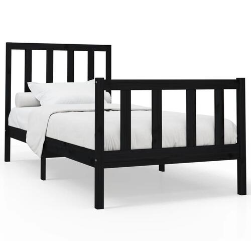 Sengeramme 100x200 cm massivt fyrretræ sort
