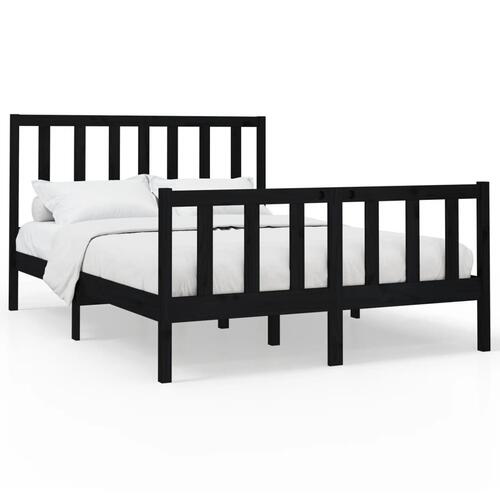 Sengeramme 120x200 cm massivt fyrretræ sort