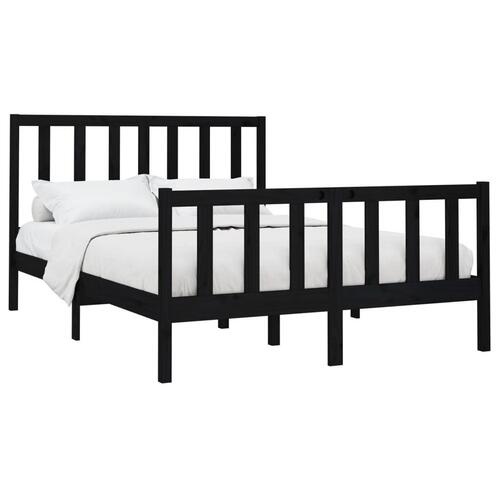 Sengeramme 120x200 cm massivt fyrretræ sort