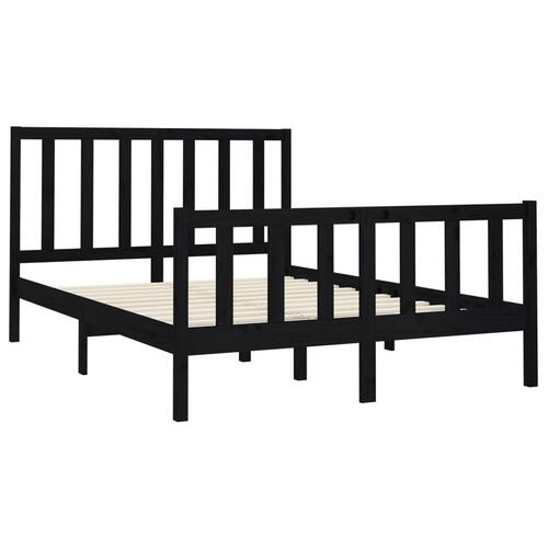 Sengeramme 120x200 cm massivt fyrretræ sort