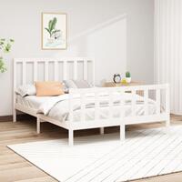 Sengeramme uden madras 140x200 cm massivt fyrretræ hvid