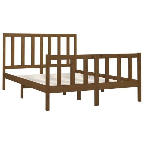 Sengeramme 150x200 cm King Size massivt træ gyldenbrun