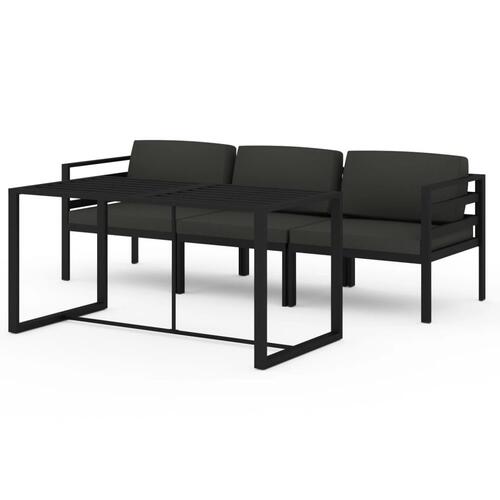 Loungesæt til haven 4 dele med hynder aluminium antracitgrå