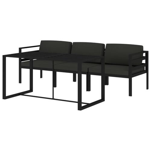Loungesæt til haven 4 dele med hynder aluminium antracitgrå