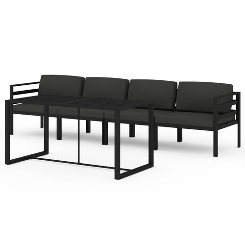 Loungesæt til haven 5 dele med hynder aluminium antracitgrå