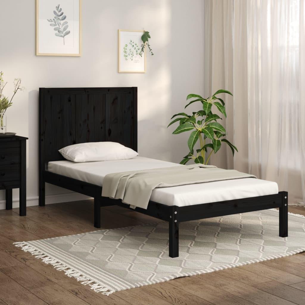 Sengeramme 75x190 cm Small Single massivt fyrretræ sort