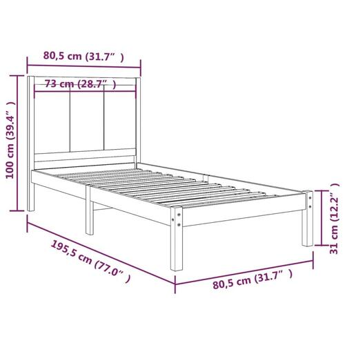 Sengeramme 75x190 cm Small Single massivt fyrretræ sort