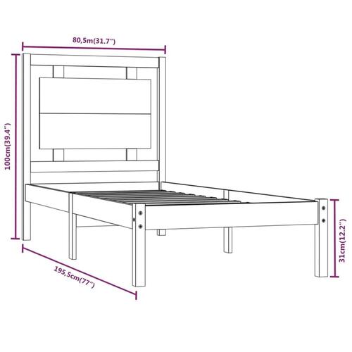 Sengeramme 75x190 cm Small Single massivt træ hvid