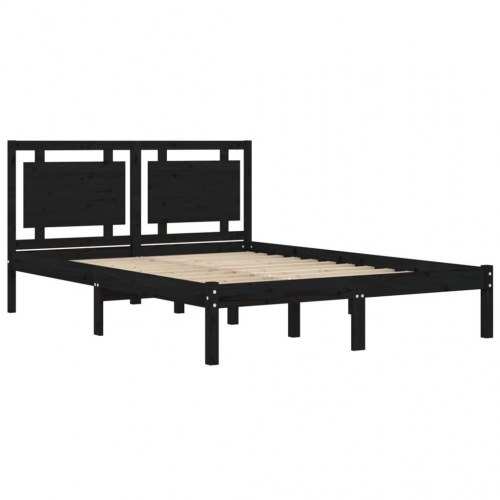 Sengeramme 135x190 cm Double massivt fyrretræ sort