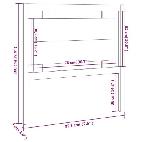 Sengegærde 95,5x4x100 cm massivt fyrretræ hvid