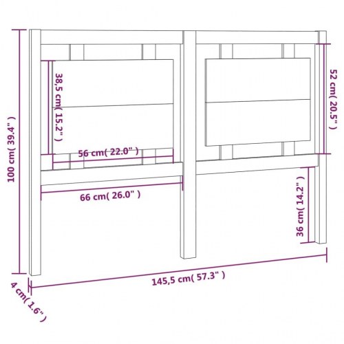 Sengegavl 145,5×4×100 cm i massivt fyrretræ - grå
