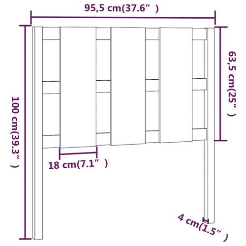 Sengegærde 95,5x4x100 cm massivt fyrretræ