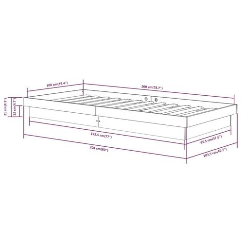Sengeramme 100x200 cm massivt træ hvid