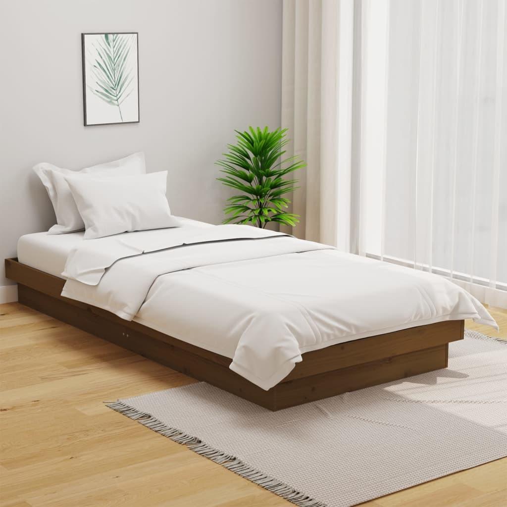 Sengeramme 100x200 cm massivt træ gyldenbrun