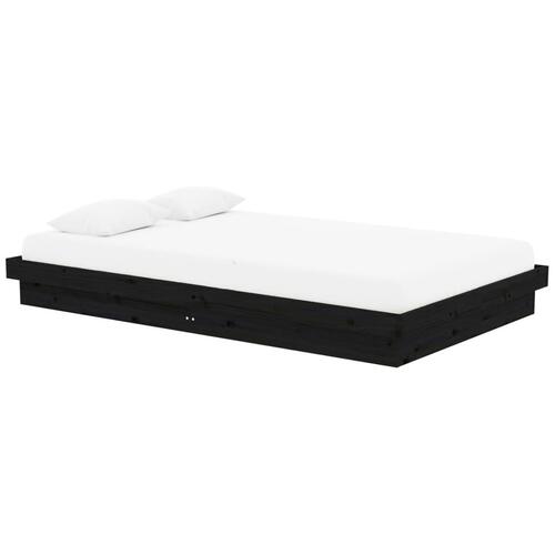 Sengeramme 120x200 cm massivt træ sort