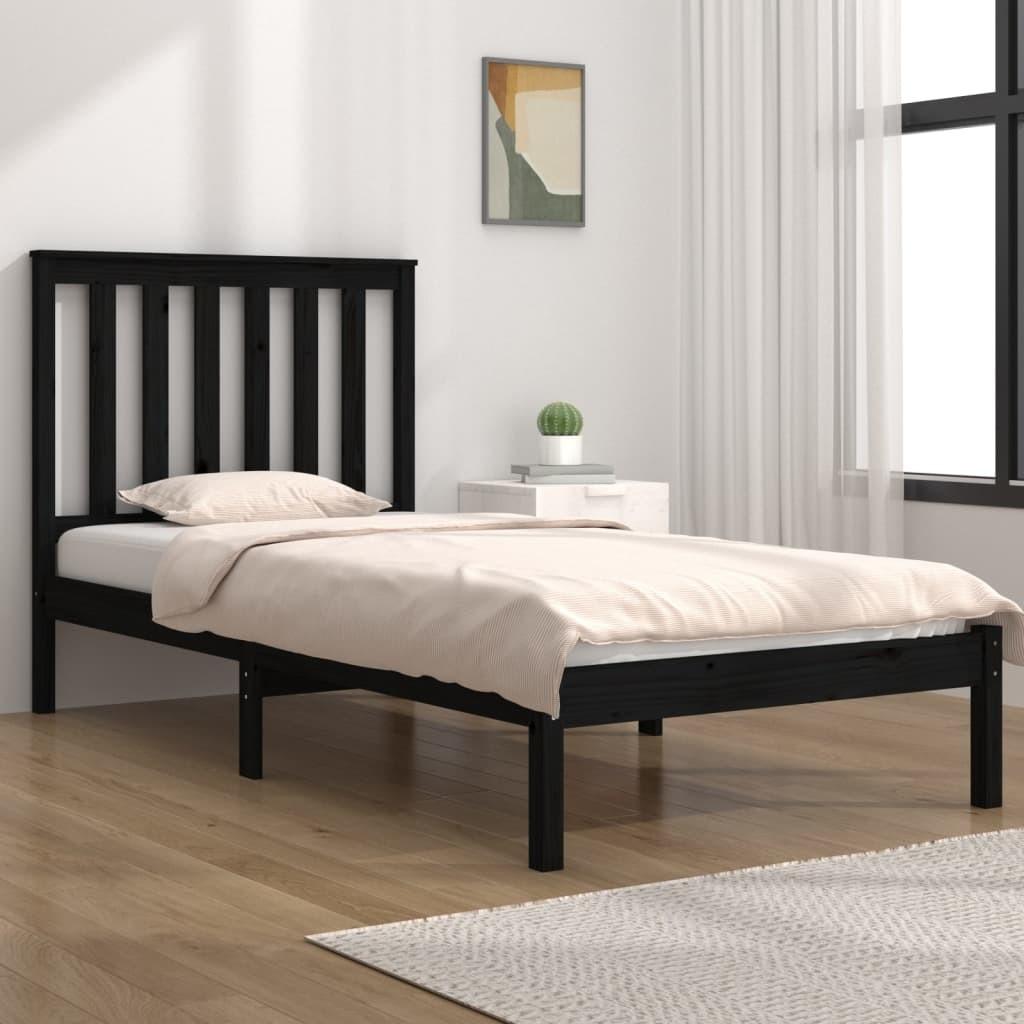 Sengeramme 75x190 cm Small Single massivt fyrretræ sort
