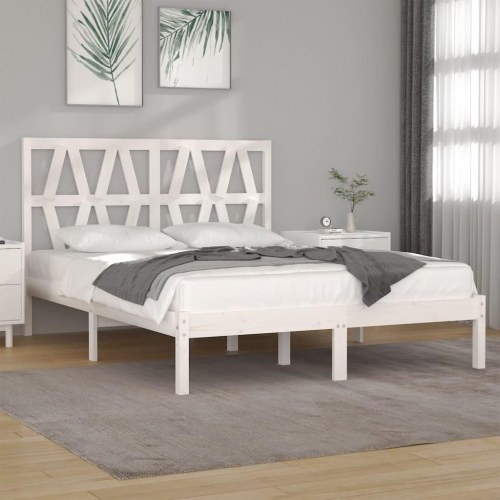 Sengeramme 180x200 cm Super King massivt fyrretræ hvid