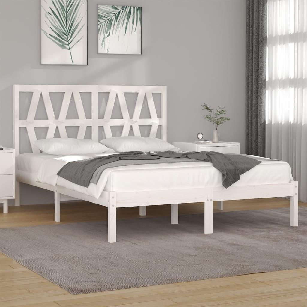 Sengeramme 180x200 cm Super King massivt fyrretræ hvid