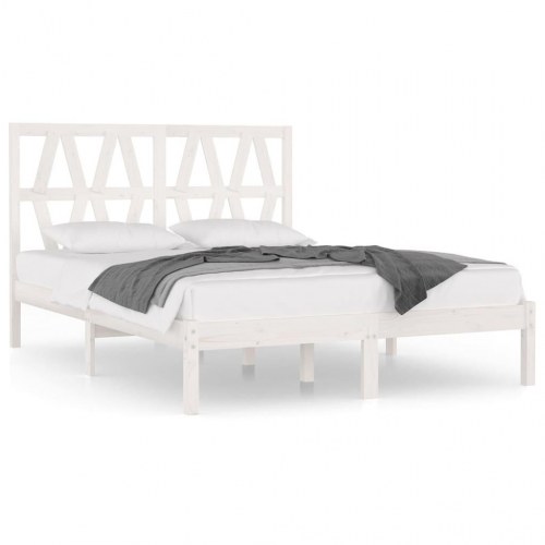 Sengeramme 180x200 cm Super King massivt fyrretræ hvid