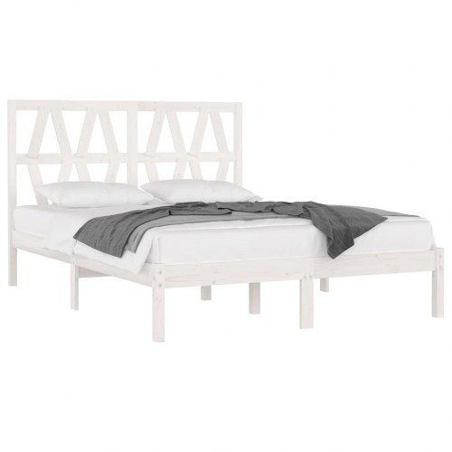 Sengeramme 180x200 cm Super King massivt fyrretræ hvid