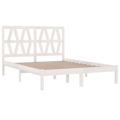 Sengeramme 180x200 cm Super King massivt fyrretræ hvid