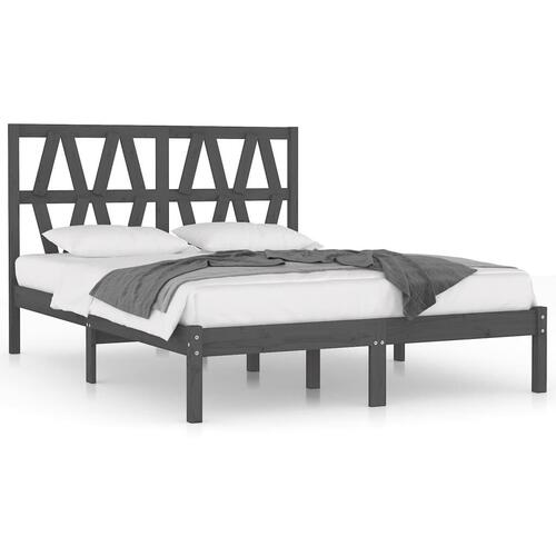 Sengeramme 200x200 cm massivt fyrretræ grå