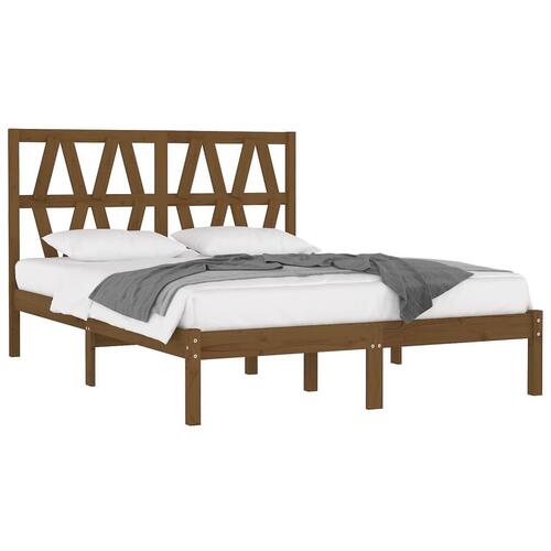 Sengeramme 200x200 cm massivt fyrretræ gyldenbrun