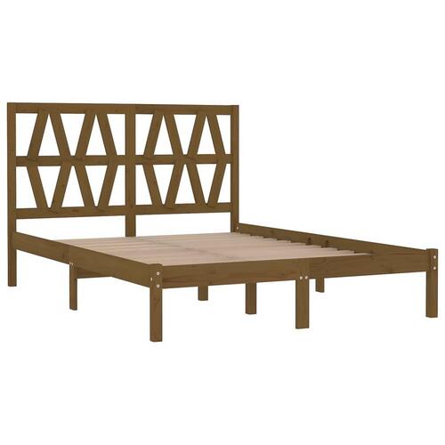 Sengeramme 200x200 cm massivt fyrretræ gyldenbrun