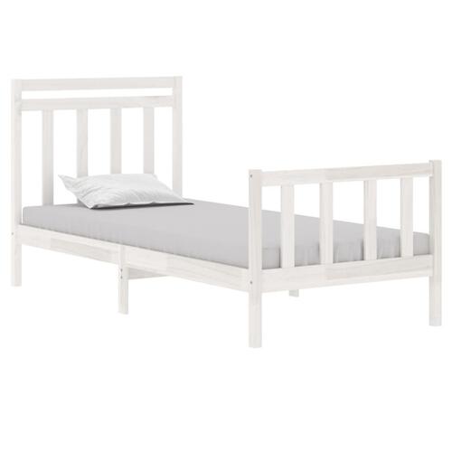 Sengeramme 90x190 cm Single massivt træ hvid