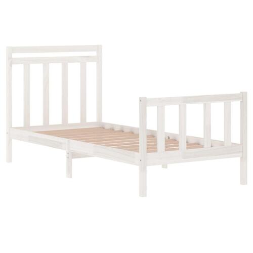 Sengeramme 90x190 cm Single massivt træ hvid