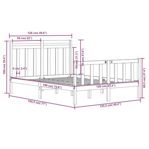 Sengeramme 120x190 cm Small Double massivt træ sort